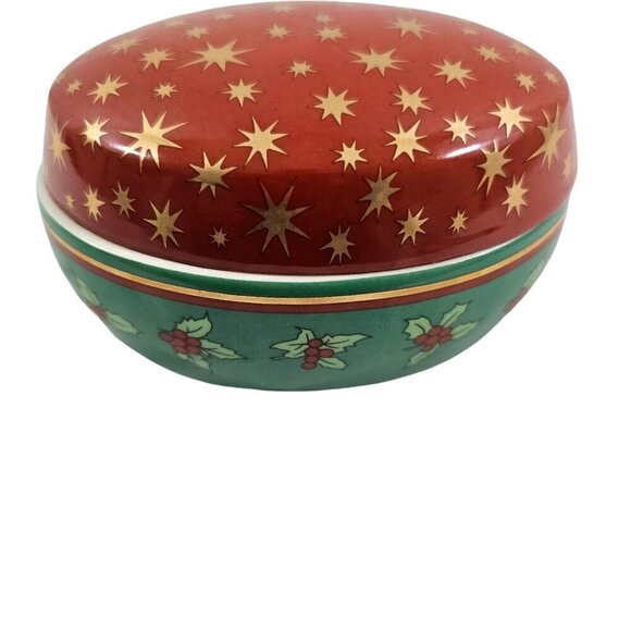 Mikasa Fine Porcelain Holiday Elegance Oval Covered Holiday Trinket Box NWT - Picture 5 of 17